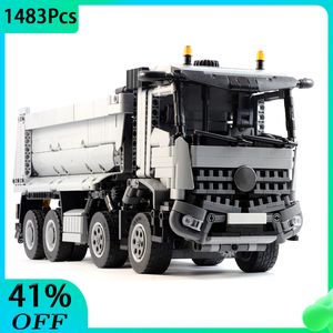 Soldier Dump Truck Trailer Transport Car Model MOC Building Block DIY Bricks Engineering Series Toy Children Gift Technology Present 230710