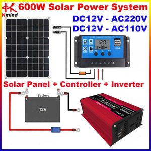 Jump Starter Power Inverter DIY Solar kit Med Inverte 12v till 220V 110V 600W Transformator Car Sine Wave Charge 4000W 18w Panel Controller för House HKD230710