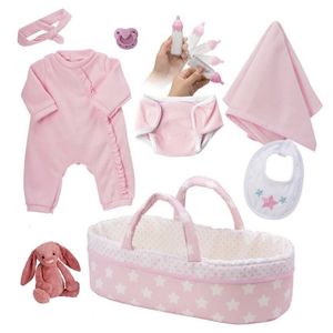 Dockor Bebe Reborn Baby Doll Kläder 9 delar kostym Lämplig för 11 13 Inch Rebirth Set Christmas 230707