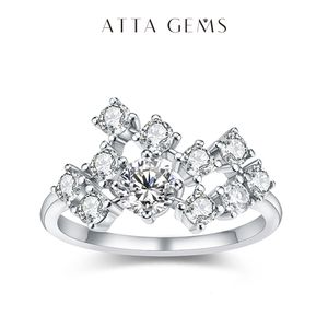 Z kamieniami bocznymi ATTAGEMS pierścień D kolor 1 5ct doskonały okrągły kształt 5mm 925 18K prawdziwe obrączki zaręczynowe dla kobiet Fine Jewelry 230710