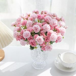 Flores decorativas pequeno lilás dianthus caryophyllus planta artificial decoração de casa parede feito à mão material diy flor de casamento ornamental