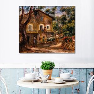 Handgjord impressionistisk landskap Canvaskonst Collettehuset i Cagnes Pierre Auguste Renoir Målningsdekor för köket