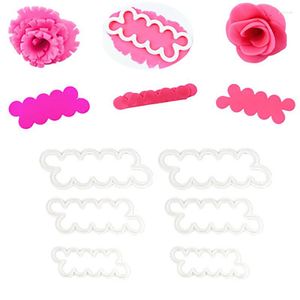 Bakformar 3 st/set Rose Blomma Form Cookie Cutter Specialtillverkad 3D-tryckt Fondant Kexform För Tårta Kök Dekorationsverktyg