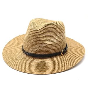 Sommerhüte mit breiter Krempe und festem Gürtel, Jazzkappen für Männer, lässige Outdoor-Strohhüte, Panama, Vintage, Sommer, Frühling, formelle Damen-Strohhüte