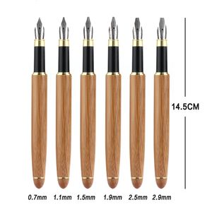 Penne stilografiche 1Pc Bamboo Calligraphy Art Pen Broad Stub ScalpelloPennino a punta 07mm 11mm 15mm 19mm 25mm 29mm Strumento di scrittura 230707