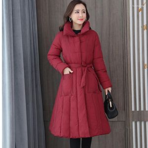 Women's Down Parka Long Knee Cotton Padded Jacket Female Korean Loose Student Winter