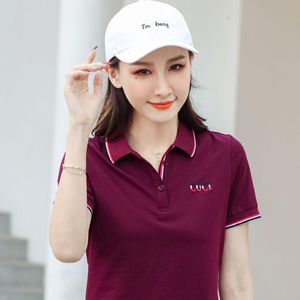 Kostymer 2023 Summerkläder Kort ärm T -shirt kvinnors koreanstil Loose Leisure Sports Lapel Polo Shirt Ladies Tshirt