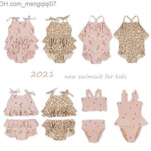 Two-Pieces Deer jonmi 2022 New Summer Baby Girls Flower Print Swimwear Shoulder Children's Bodysuit Vacation Suit Beach Bikini Swimwear Z230711