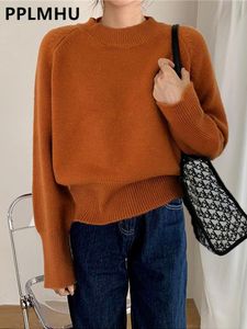 Cardigans Vintage Fall Winter Krótki Sweter Kobiety Kobiety ONECK KOREBAL Casual Crop Tops Lose Eleganckie miękkie dzianinowe skocz