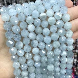 Acrylic Plastic Lucite 6 8 10mm Faceted Natural Genuine Stone Aquamarines Loose Beads For Jewelry Making DIY Bracelet Earrings Accessories 230710