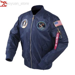 Jaquetas masculinas Autumn Apollo Thin 100th SPACE SHUTTLE MISSION Thin MA1 Bomber Hiphop US Air Force Pilot Flight Korean College Jacket For Men HKD230710