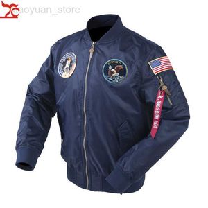 Giacche da uomo Autunno Apollo Thin 100th SPACE SHUTTLE MISSION Thin MA1 Bomber Hiphop US Air Force Pilot Flight Giacca da college coreana per uomo HKD230710