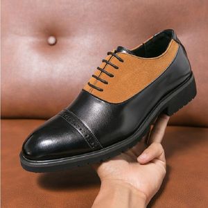Nowe męskie buty Derby czarne sznurowane Party Business Pu Leather Handmade Men Dress Shoes Rozmiar 38-46 1AA12
