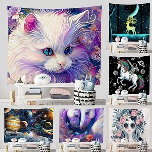 Tapestries Sky Night Scenery Aesthetic Dream Space Astronaut Spectacular Background Tapestry Wall Decoration Hanging Cloth R230710