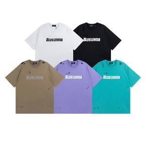 BLCG LENCIA 2023 Summer New 250g 100% Cotton Fabric T-shirt Men High Quality Print Color Drop Sleeve Loose Tshirts Oversize Tops 2023189