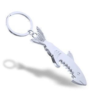 Metal 2 in 1 Shark Keychain Bottle Opener Creative Sharks Fish Key Chain Beer Openers Fast Delivery 0710