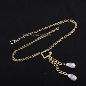 Smycken Bröllopshalsband Pärlkristall Klassiskt hängehalsband för kvinnor Kedja Guld Lyxhalsband Födelsedagspresent