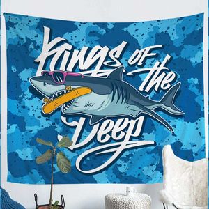 Tapestries Ocean Art Home Decor Shark Jaws Tusk Peakness predation i undervattens tapestry vägg hängande för sovrum vardagsrum sovsal dekor