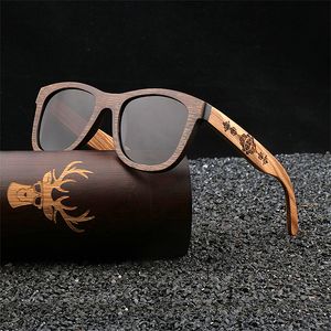 2023 handgjorda naturliga bambuglasögon herrmode snidat mönster män trä solglasögon polariserade UV400