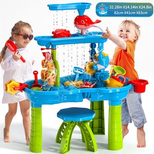 Sand Play Water Fun Children s Beach Toys Outdoor Garden Bunker Set Summer Children DIY Parent child Interactive Toy Table 230710