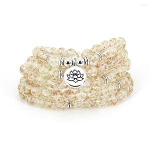 Pulseira luminosa luminosa 108 contas de mala para mulher brilho no escuro com lotus om buda charme yoga jóias 2023 presente