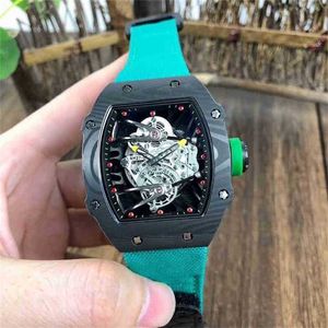 Nowoczesne zegarki Zegarki Zegarek na rękę Luksusowy Richar Milles Projektant Chao Carbon Fiber Mens Automatic Mechanical Watch Hollowed Out Fashion Light Tape Sports Fa 6FKXYC