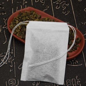 Jednorazowy zestaw do herbaty narzędzia 100 sztuk 60X90mm puste papierowe worki filtracyjne z podwójnym sznurkiem nici czyste torebki do pakowania roślin ziołowych