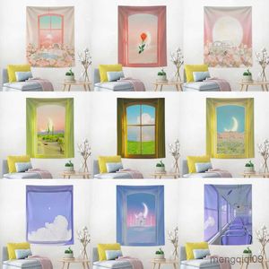 Tapestries Imitation Window Landscape Tapestry Wall Hanging Moon Desert Tapestries Art Home Decoration Sea Home Dorm R230710