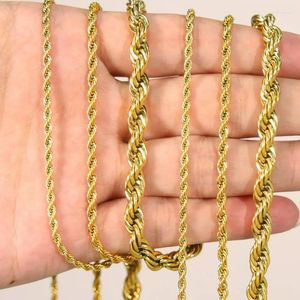 Chains JEWE 316L Stainless Steel Rope Chain Hip Hop Necklace Bracelet 18K Real Gold Plated Never Fade 3mm 6mm Twisted Necklaces