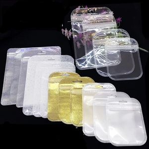 Packaging Bags 100Pcs Clear Plastic Zipper Ziplock Bag With Hang Hole Zip Lock Reclosable Cell Mobile Phone Case Transparent Packaging Bag 230710