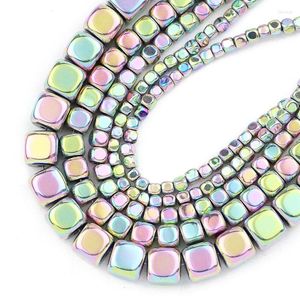 Perlen 2/3/4/6MM Platz Licht Lila Hämatit Spacer Cube Naturstein Lose Für Schmuck, der Diy Armband Zubehör