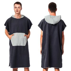 Beach Accessories Microfiber Beach Changing Robe Poncho with Hooded Quick Dry Lightweigh Towelling Bath Bathrobe for Wetsuit Pool Surfing Swimming 230707