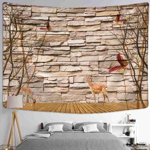 Arazzi Deer Tapestry Wall Hanging Style Poliestere Sfondo Panno Estetica Room Home Decor R230710