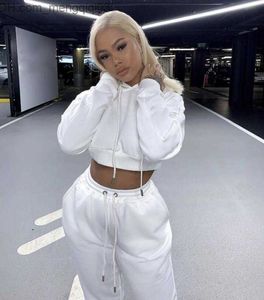 Women's Tracksuits Plus size female tracksuits women 2 piece outfits pants sweat suits for ladies crop top hoodie and jogger sets Z230711