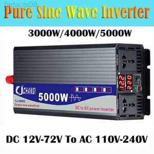 Jump Starter Pure Sine Wave Inverter DC 12V 24V 48V 60V till AC 110V 220V 3000W 4000W 5000W Power Solar Car Inverters Doule Digital Display HKD230710