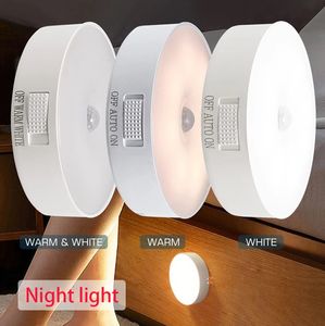 Yenilik Ürünleri USB Hareket Sensörü Gece Işık Kablosuz Led Duvar Lambası Yatak Odası Dekor Mutfak Merdivenleri Koridor Dolabı Dolap Dolap Dolap 230707