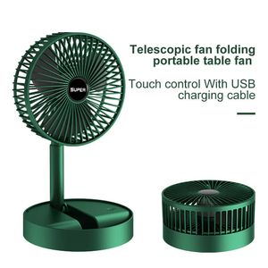 Elektriska fläktkameror Portable Telescopic Fan USB uppladdningsbart fläktkontor Hushållens bordsskrivbord Lågbrus Högt batterilivslängd Elektrisk fläkt