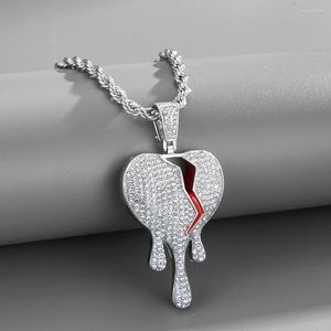 Hänge Halsband 2023 stil Män Hip Hop Iced Out Bling Broke Heart Mode Charm Hängen Halsband Hiphop Unisex smycken