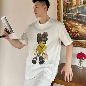 High Quality Cartoon Bear Print Summer Beach Comfortable Short Sleeved T Shirt