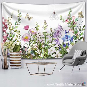 Gobelänger Färgglada blomväxter Gobeläng Vintage Örter Gobeläng Vilda blommor Gobeläng Vägghängande Naturlandskap Gobeläng för att leva R230710