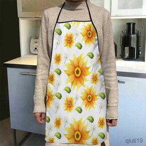 Küchenschürze Neue Ankunft Sonnenblume Muster Schürze Küchenschürzen Für Frauen Oxford Stoff Reinigung Hause Kochen Zubehör Schürze R230710