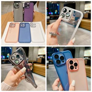 حالات TPU ناعمة واضحة لـ iPhone 15 14 بالإضافة إلى 13 Pro Max 12 11 Fashion Luxury Fine Hole Camera Camera Lens Protector شفافة