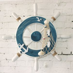 Decorative Objects Figurines Creative Wood Ship Wheel Boat Steering Rudder Anchor Mediterranean Ornament Theme Birthday Party Decorations Home Decor 230710