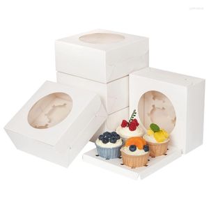 Geschenkpapier, 50 Packungen, Kuchenbox, Keksbäckerei-Boxen mit durchsichtigem Fenster, 4 Stück Cupcake-Leckerli