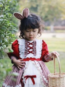 Girl Dresses Christmas Little Red Hood Lolita Sweet Spanish Princess Dress Autumn Tutu Baby Flower Eid