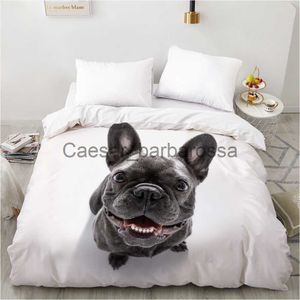 Conjuntos de capas de edredom 3D Capa de edredom QuiltCobertorConfortável Estojo Luxo Cama 135 140x200 150x200 220x240 200x220 para casa animal cão cinza x0710