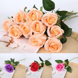 Fiori decorativi Rosa artificiale per la decorazione di nozze Bouquet da sposa finto in seta Decorazione per feste a casa Regali per la festa della mamma