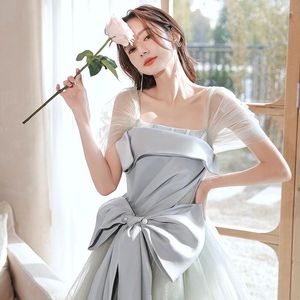 Etniska kläder Rosett Elegant Off Shoulder Applikation Chiffong Mesh Aftonklänning Cheongsam Pearl Prom Fomail Klänning Vestidos De Noche