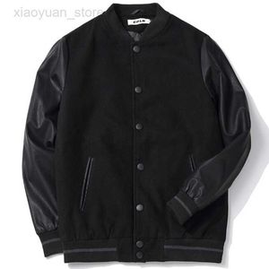 Men's Jackets VIANKANI School Team Uniform Men Black Leather Sleeves College Varsity Jacket Quilted Baseball Letterman Coat Plus Size S-6XL HKD230710