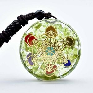 Pendant Necklaces 7 Chakra Natural Stone Metatron Cube Orgonite Healing Crystals Energy Revitalization Spirit Relax Necklace For Women Men